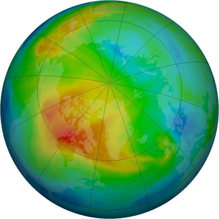 Arctic ozone map for 25 November 2009